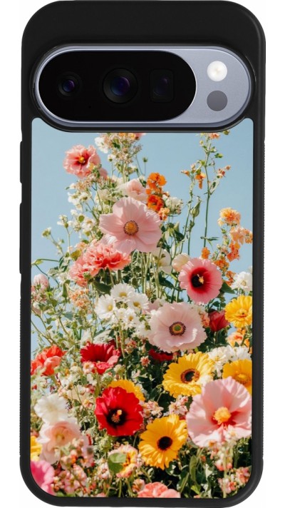 Google Pixel 10 / Pixel 10 Pro Case Hülle - Silikon schwarz Spring flowers Spring 2026