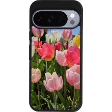 Google Pixel 10 / Pixel 10 Pro Case Hülle - Silikon schwarz Tulips Spring 2026