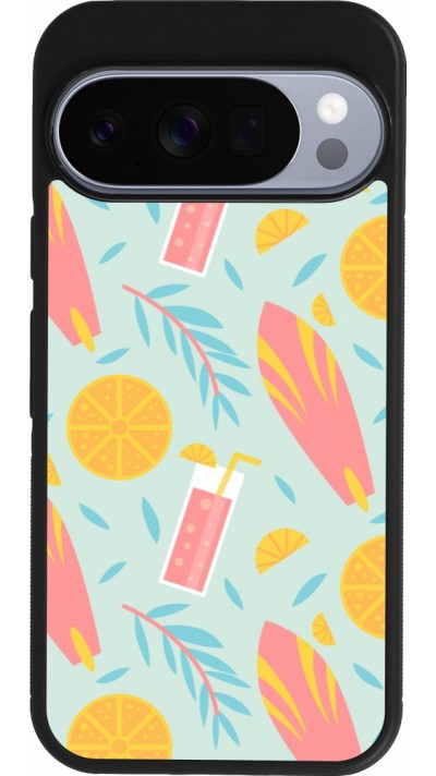 Google Pixel 10 / Pixel 10 Pro Case Hülle - Silikon schwarz Summer 2025 Pattern citron