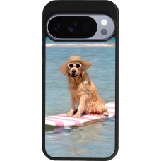 Google Pixel 10 / Pixel 10 Pro Case Hülle - Silikon schwarz Summer Dog on Paddle