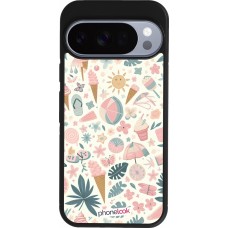 Google Pixel 10 / Pixel 10 Pro Case Hülle - Silikon schwarz Sommer Pink Muster