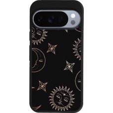 Google Pixel 10 / Pixel 10 Pro Case Hülle - Silikon schwarz Suns and Moons