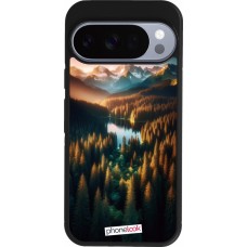 Google Pixel 10 / Pixel 10 Pro Case Hülle - Silikon schwarz Sonnenuntergang Waldsee
