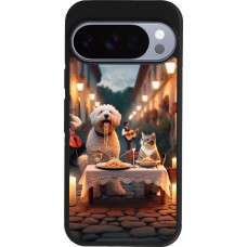 Google Pixel 10 / Pixel 10 Pro Case Hülle - Silikon schwarz Valentin 2024 Hund & Katze Kerzenlicht