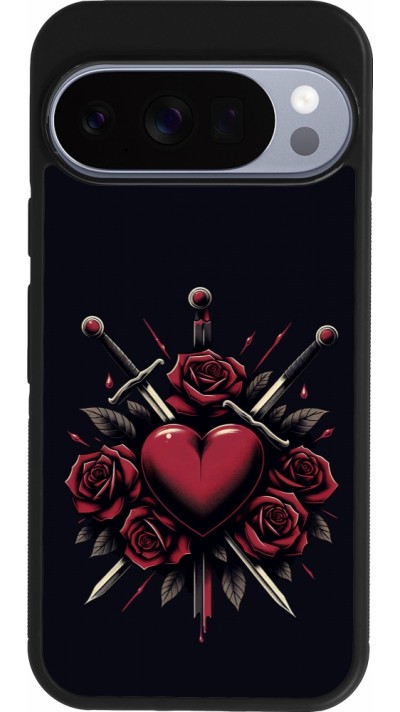Coque Google Pixel 10 / Pixel 10 Pro - Silicone rigide noir Valentine 2024 gothic love