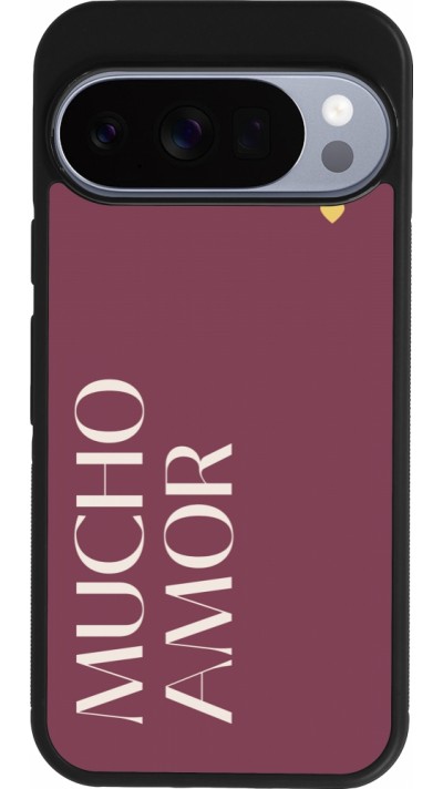 Coque Google Pixel 10 / Pixel 10 Pro - Silicone rigide noir Valentine 2024 mucho amor rosado