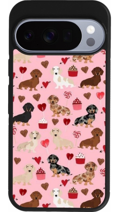 Coque Google Pixel 10 / Pixel 10 Pro - Silicone rigide noir Valentine 2024 puppy love