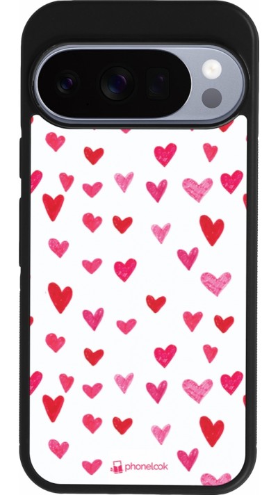 Google Pixel 10 / Pixel 10 Pro Case Hülle - Silikon schwarz Valentine 2022 Many pink hearts
