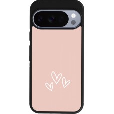 Google Pixel 10 / Pixel 10 Pro Case Hülle - Silikon schwarz Valentine 2023 three minimalist hearts