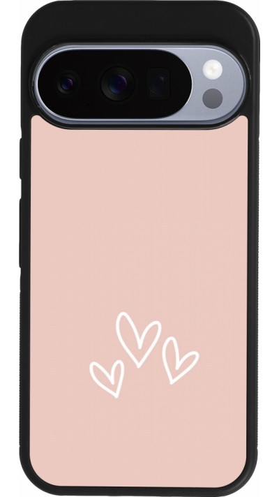 Coque Google Pixel 10 / Pixel 10 Pro - Silicone rigide noir Valentine 2023 three minimalist hearts
