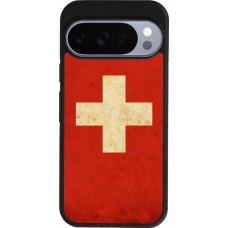 Google Pixel 10 / Pixel 10 Pro Case Hülle - Silikon schwarz Vintage Flag SWISS