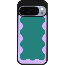 Google Pixel 10 / Pixel 10 Pro Case Hülle - Silikon schwarz Wavy Rectangle Green Purple