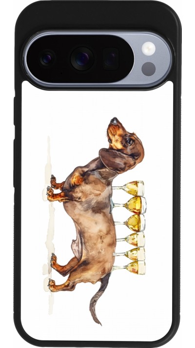 Coque Google Pixel 10 / Pixel 10 Pro - Silicone rigide noir Wine Teckel