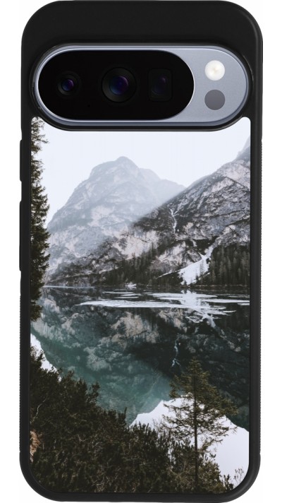 Coque Google Pixel 10 / Pixel 10 Pro - Silicone rigide noir Winter 22 snowy mountain and lake