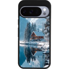 Google Pixel 10 / Pixel 10 Pro Case Hülle - Silikon schwarz Winter 25 Winter house forest day