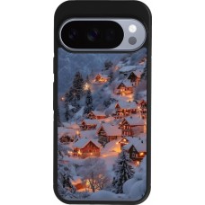 Google Pixel 10 / Pixel 10 Pro Case Hülle - Silikon schwarz Winter 25 Winter snowy village