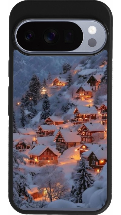 Coque Google Pixel 10 / Pixel 10 Pro - Silicone rigide noir Winter 25 Winter snowy village