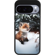 Google Pixel 10 / Pixel 10 Pro Case Hülle - Silikon schwarz Weihnachten 2023 Fuechslein Tanne