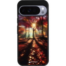 Coque Google Pixel 10 Pro XL - Silicone rigide noir Automne doré glare