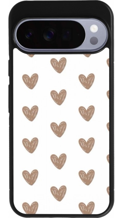 Google Pixel 10 Pro XL Case Hülle - Silikon schwarz Autumn 2024 brown hearts