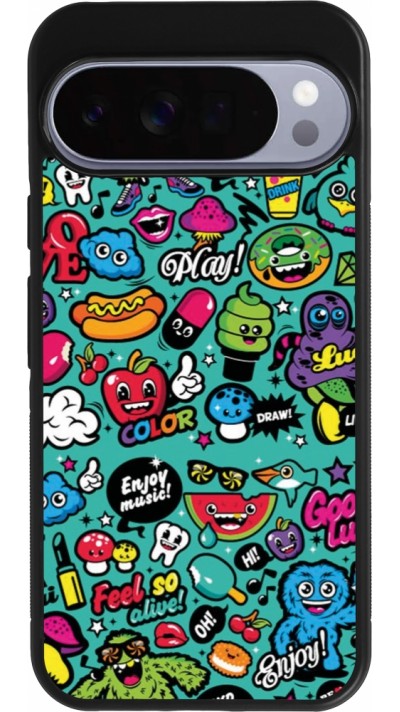 Google Pixel 10 Pro XL Case Hülle - Silikon schwarz Cartoons old school