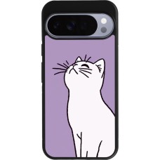 Google Pixel 10 Pro XL Case Hülle - Silikon schwarz Chat auf lila Hintergrund