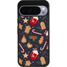 Google Pixel 10 Pro XL Case Hülle - Silikon schwarz Christmas 25 Pattern Gingerbread House
