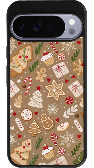 Google Pixel 10 Pro XL Case Hülle - Silikon schwarz Christmas 25 Pattern Ginger Cookie