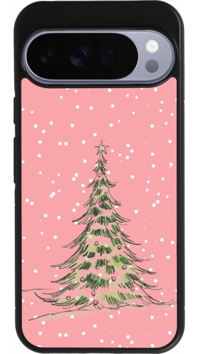 Google Pixel 10 Pro XL Case Hülle - Silikon schwarz Christmas 25 Pink Tree