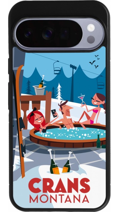 Google Pixel 10 Pro XL Case Hülle - Silikon schwarz Crans-Montana Mountain Jacuzzi