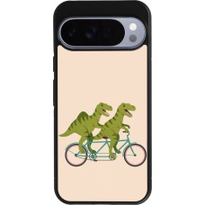 Coque Google Pixel 10 Pro XL - Silicone rigide noir Dinosaurs on bikes 2026