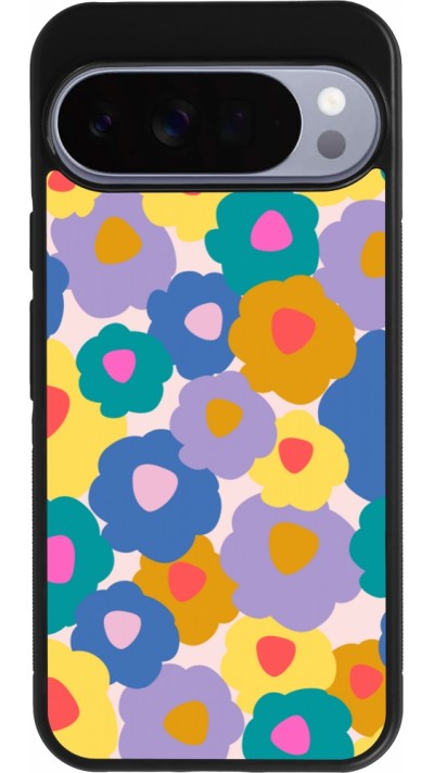 Coque Google Pixel 10 Pro XL - Silicone rigide noir Easter 2024 flower power