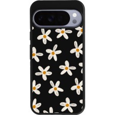 Google Pixel 10 Pro XL Case Hülle - Silikon schwarz Easter 2024 white on black flower