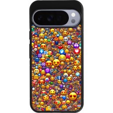 Coque Google Pixel 10 Pro XL - Silicone rigide noir Emoji mixed