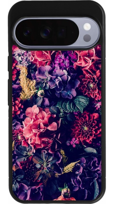 Coque Google Pixel 10 Pro XL - Silicone rigide noir Flowers Dark