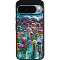 Coque Google Pixel 10 Pro XL - Silicone rigide noir Flower sea waves