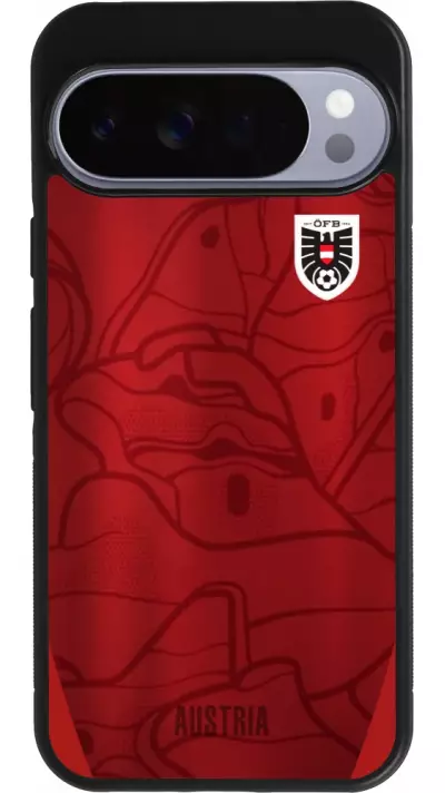 Coque Google Pixel 10 Pro XL - Silicone rigide noir Maillot de football Autriche personnalisable
