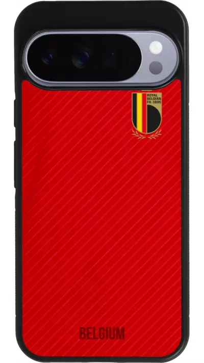 Coque Google Pixel 10 Pro XL - Silicone rigide noir Maillot de football Belgique 2022 personnalisable