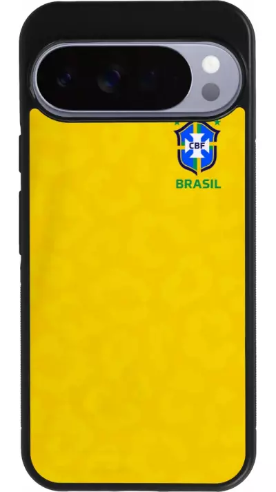 Coque Google Pixel 10 Pro XL - Silicone rigide noir Maillot de football Brésil 2022 personnalisable