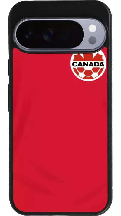 Coque Google Pixel 10 Pro XL - Silicone rigide noir Maillot de football Canada 2022 personnalisable