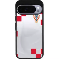 Coque Google Pixel 10 Pro XL - Silicone rigide noir Maillot de football Croatie 2022 personnalisable