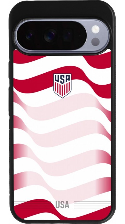 Coque Google Pixel 10 Pro XL - Silicone rigide noir Maillot de football États-Unis 2026 personnalisable