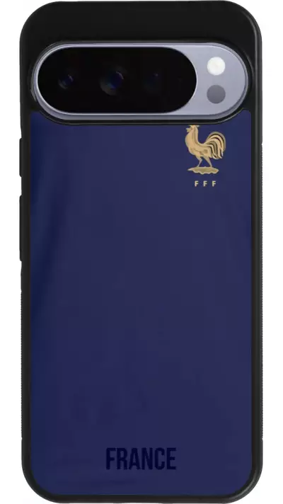 Coque Google Pixel 10 Pro XL - Silicone rigide noir Maillot de football France 2022 personnalisable