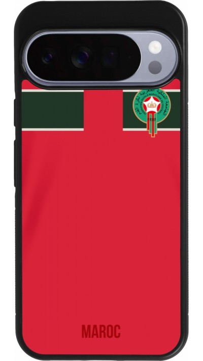 Coque Google Pixel 10 Pro XL - Silicone rigide noir Maillot de football Maroc 2022 personnalisable