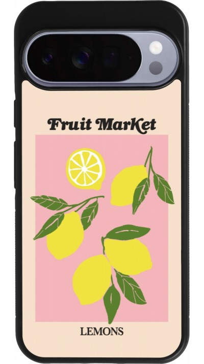 Coque Google Pixel 10 Pro XL - Silicone rigide noir Fruit market lemons 2026