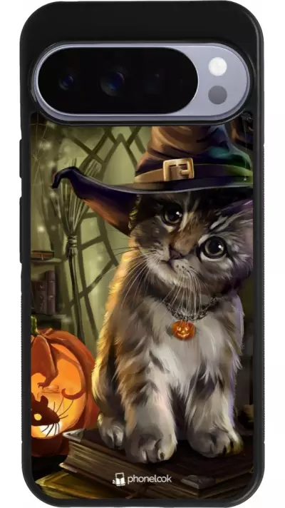 Coque Google Pixel 10 Pro XL - Silicone rigide noir Halloween 21 Witch cat