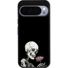 Coque Google Pixel 10 Pro XL - Silicone rigide noir Halloween 2023 rose and skeleton