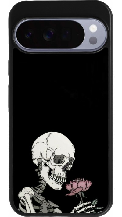 Coque Google Pixel 10 Pro XL - Silicone rigide noir Halloween 2023 rose and skeleton