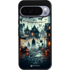 Google Pixel 10 Pro XL Case Hülle - Silikon schwarz Halloween Spukstadt