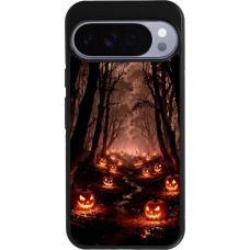 Google Pixel 10 Pro XL Case Hülle - Silikon schwarz Halloween 2025 Road of Terrifying Pumpkins